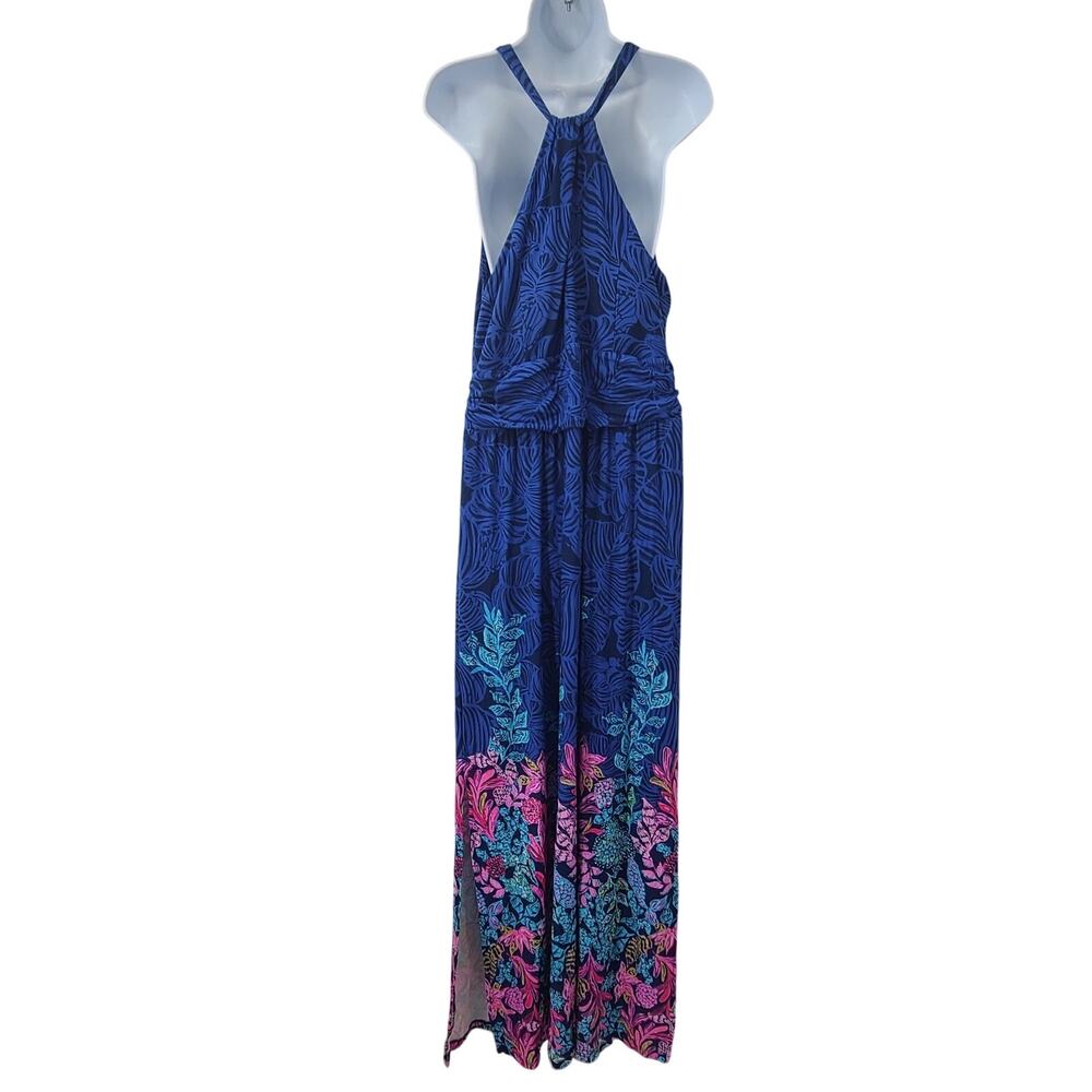 Lilly Pulitzer Orla Maxi Dress Aegean Navy Calypso Coast XL Resort wear Vacay - Picture 4 of 11